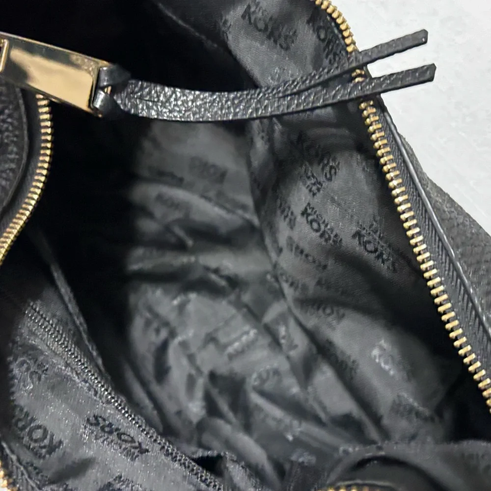 Michael Kors Black Leather Hobo Bag with Gold Accents - Picture 9 of 15